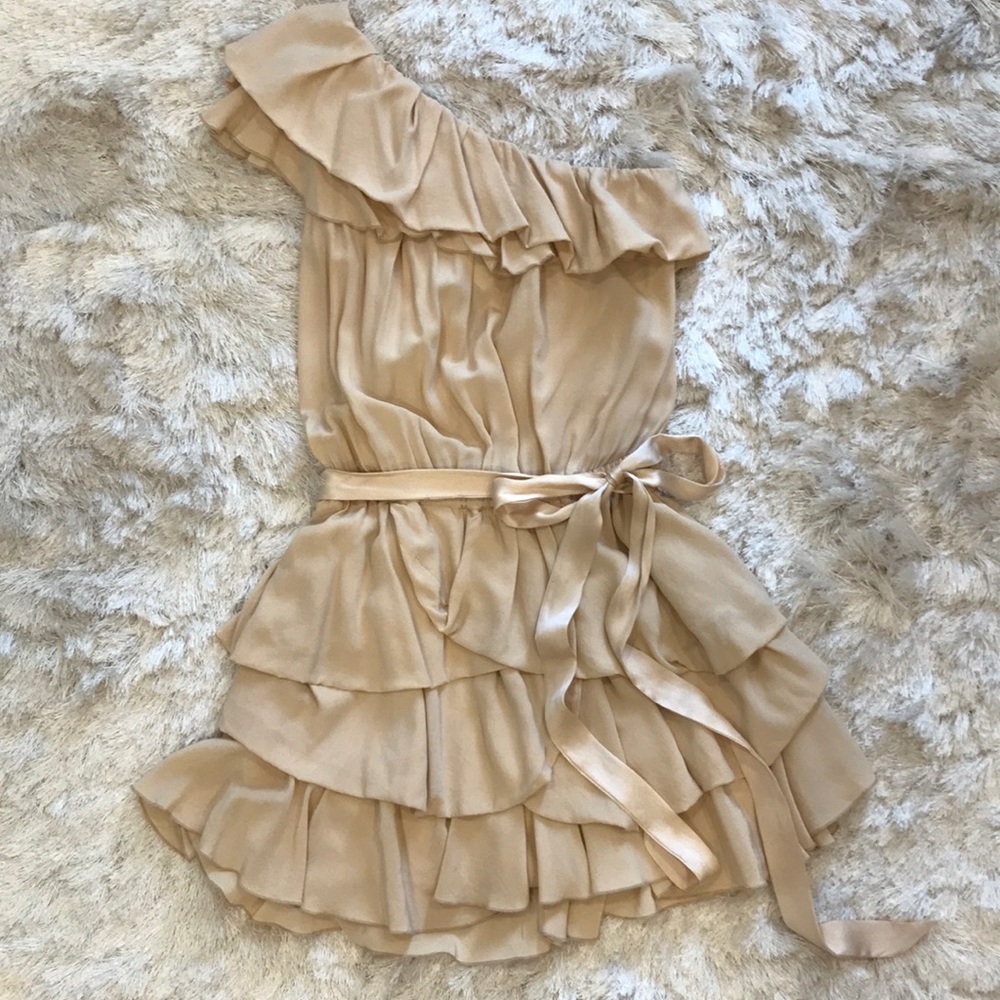 Isabel Marant neutral pink layered ruffle dress